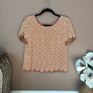 Corey Lynn Calter Beige Circular Lace Blouse